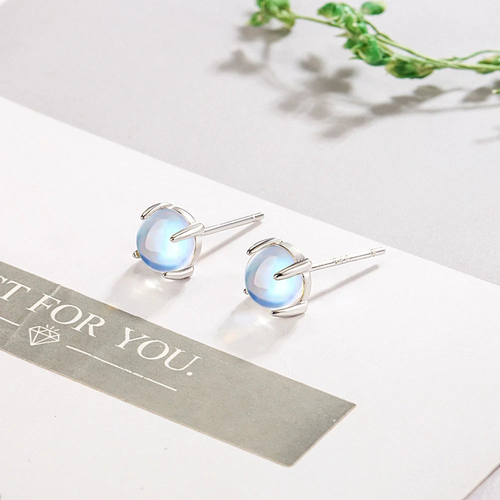 925 Sterling Silver Opal Crystal Stud Earrings