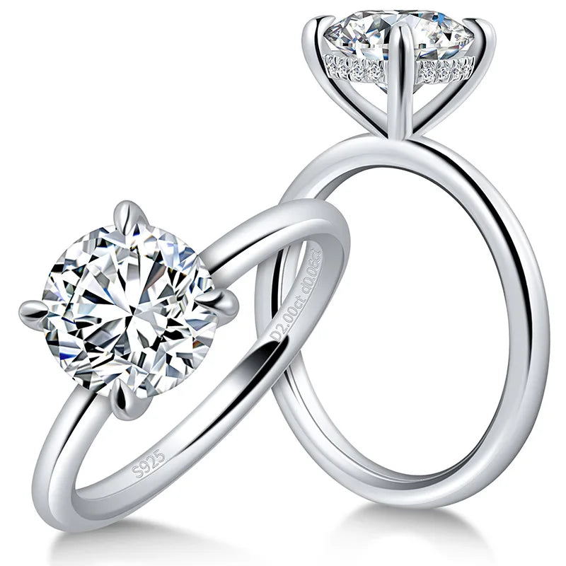 2.06CT Moissanite Engagement Ring White Gold-Plated