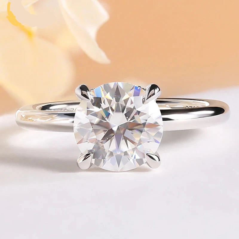 2.06CT Moissanite Engagement Ring White Gold-Plated