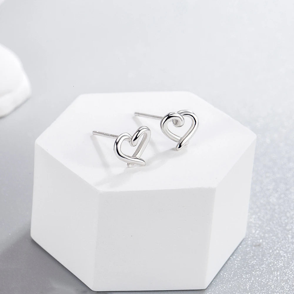 925 Sterling Silver Heart Stud Earrings