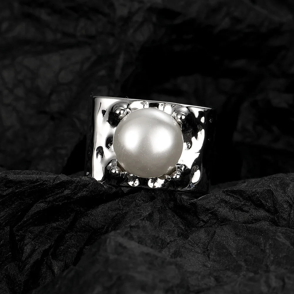 Adjustable Freshwater Pearl Wide Square Ring