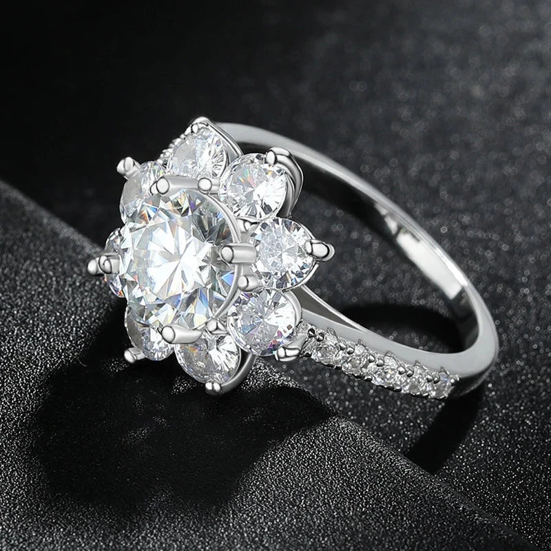 1CT/2CT Moissanite Sunflower Engagement Ring