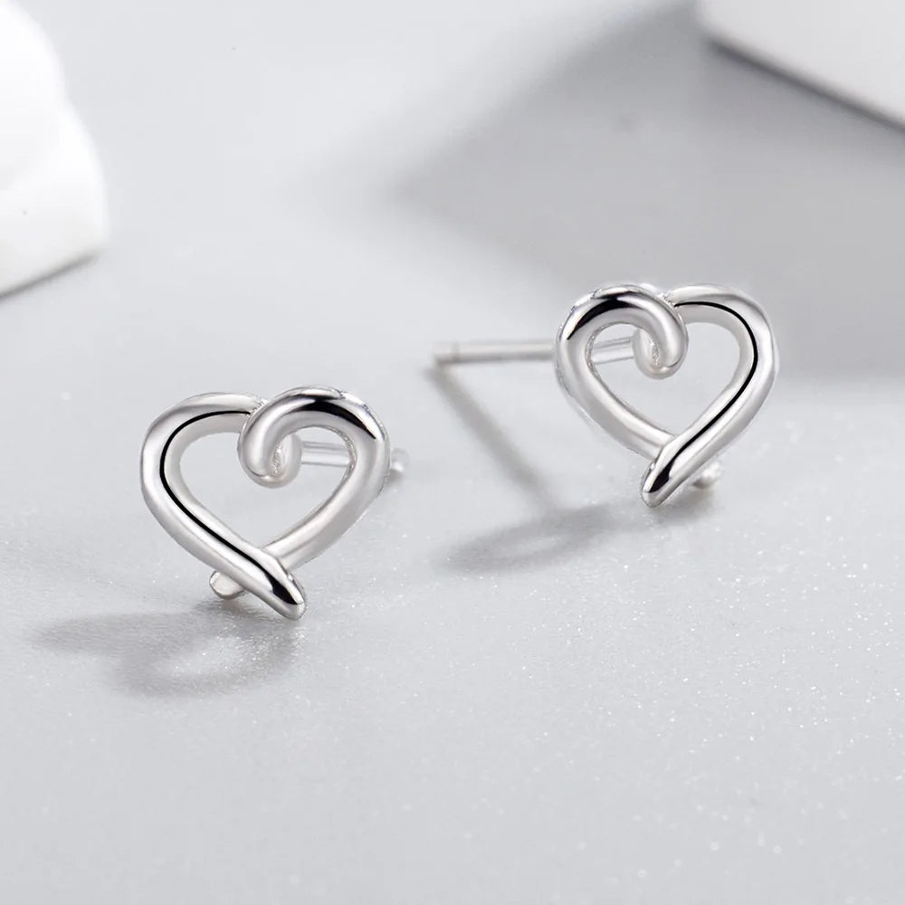 925 Sterling Silver Heart Stud Earrings