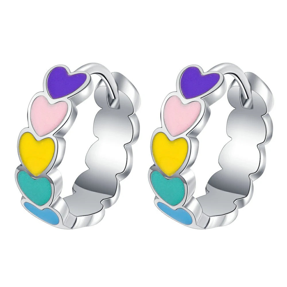 925 Sterling Silver Heart Hoop Earrings