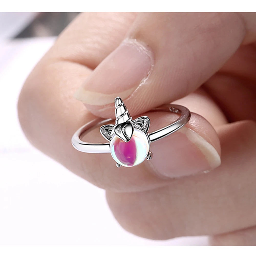 925 Silver Unicorn Opal Adjustable Ring