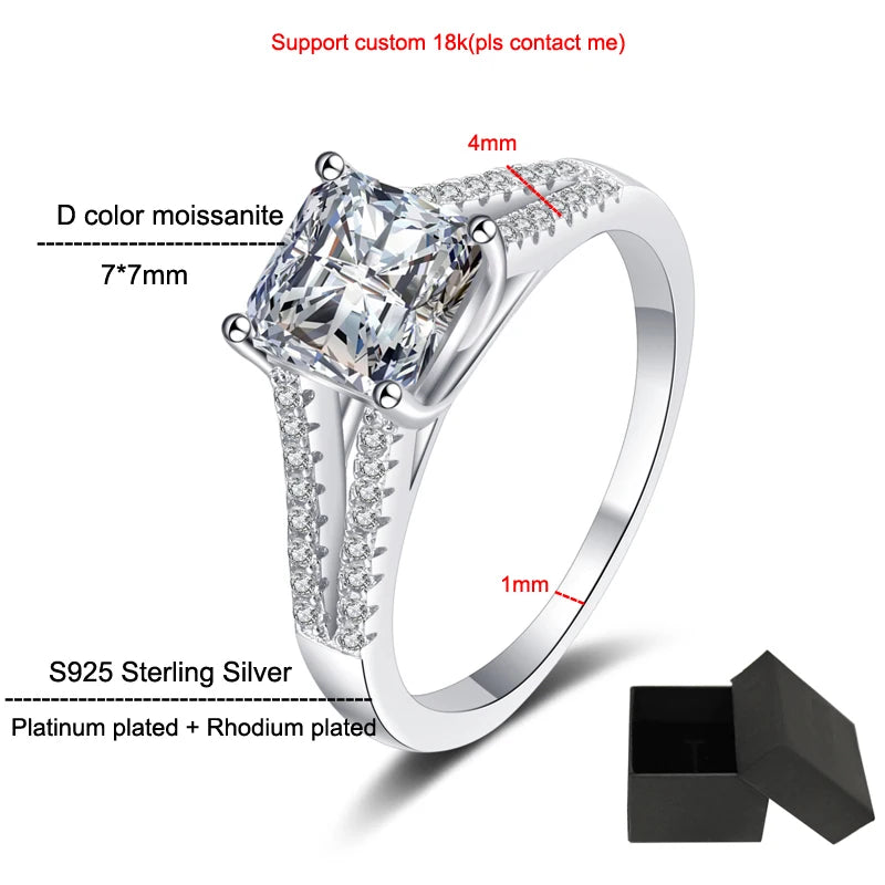 2 Carat Asscher Cut Moissanite Engagement Ring