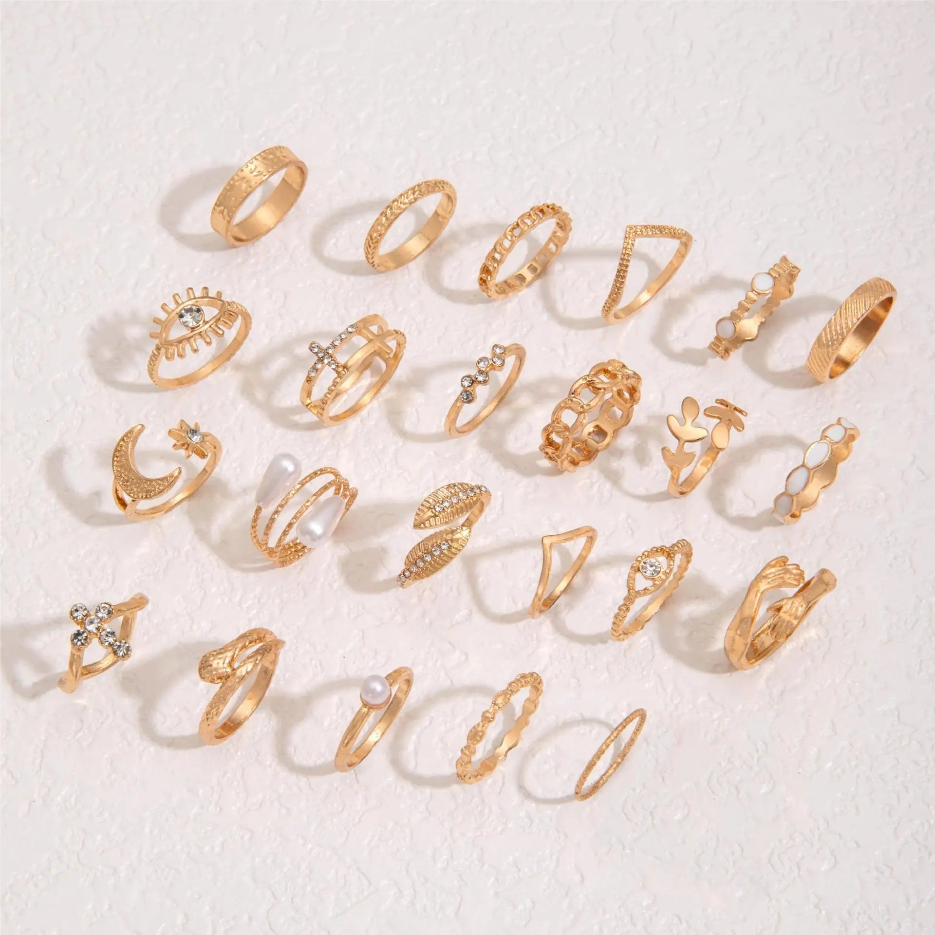 23-Piece Boho Geometric Knuckle Ring Set