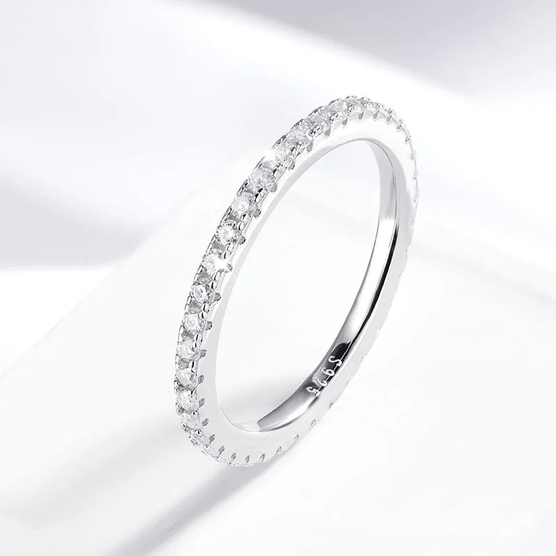 18K White Gold-Plated Full Eternity Moissanite Ring